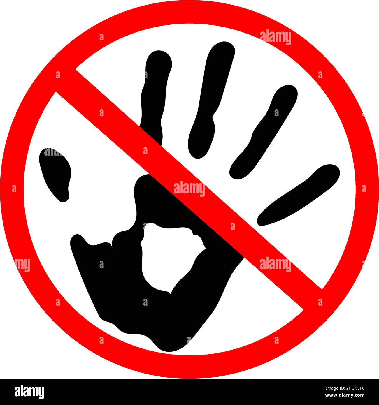 do not touch with dirty hands circle prohibition vector road sign on transparent Stock Vector