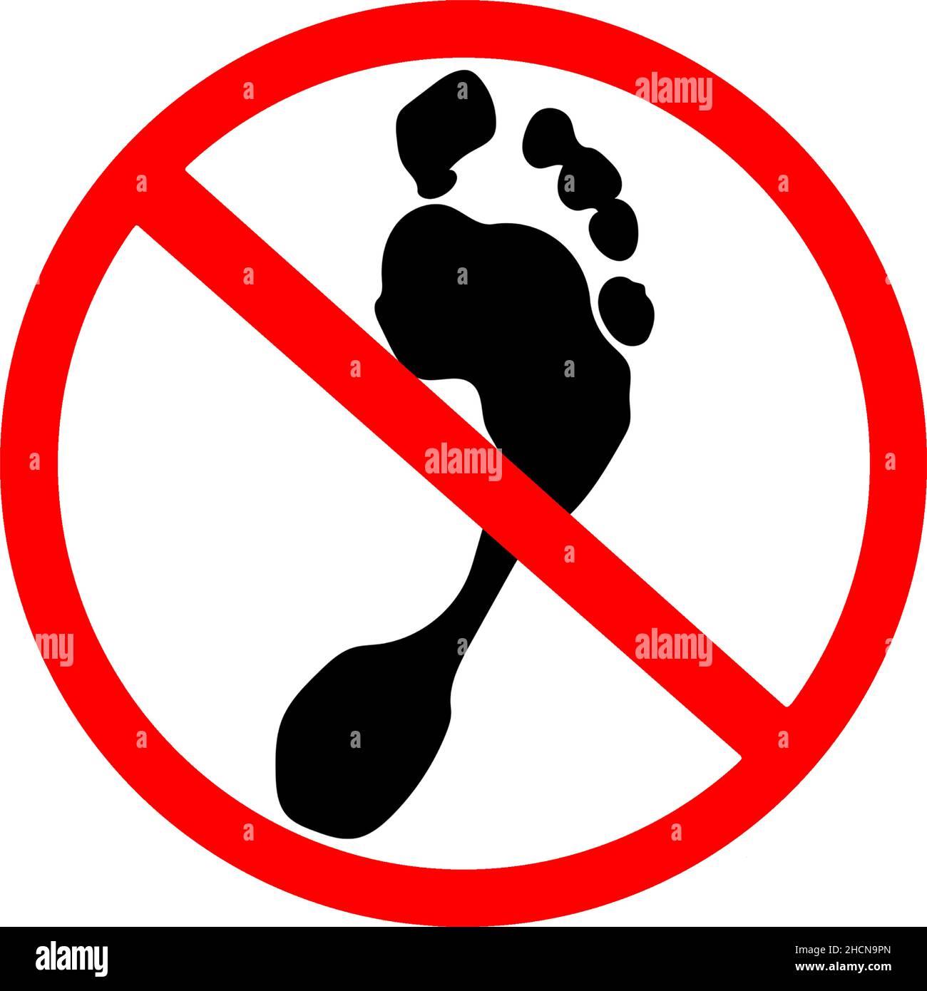 do not step, walk barefoot prohibited warning road sign on transparent Background Stock Vector