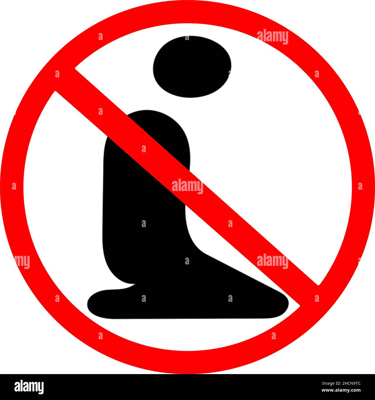 Praying prohibited. Red circle warning symbol vector sign transparent Stock Vector