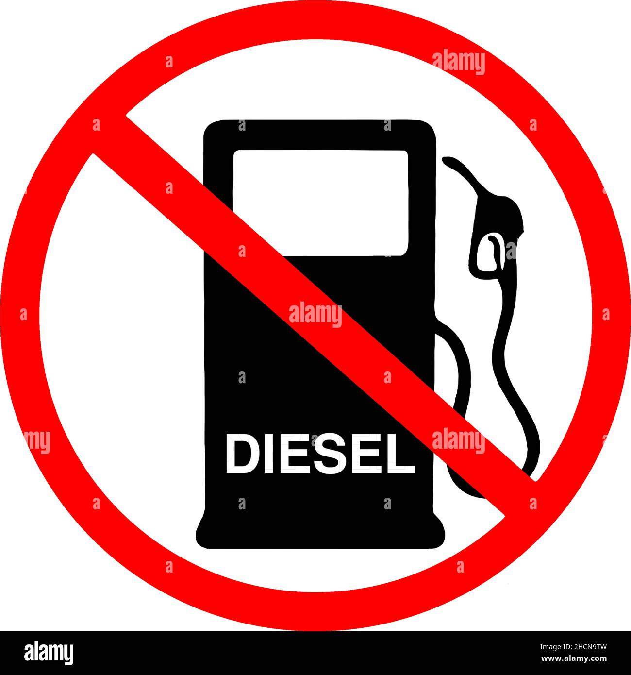 diesel fuel oil gas pump station prohibition red circular road sign
