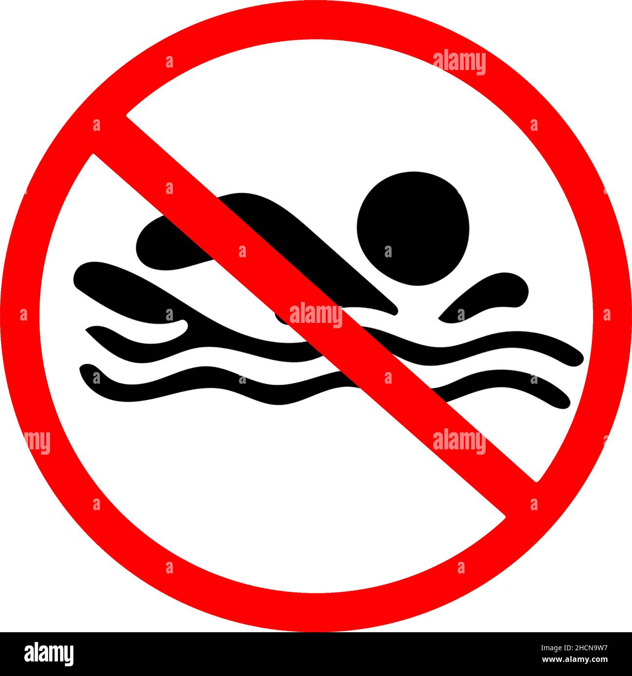 swimming not allowed, do not swim, swimming prohibited warning road sign isolated on transparent Background Stock Vector