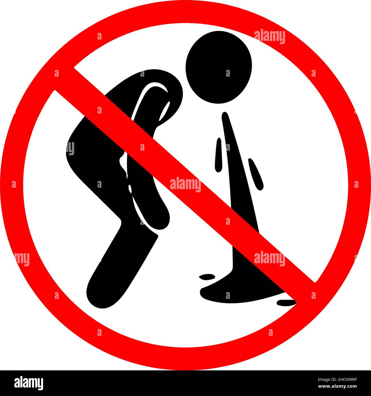 Vomiting not allowed prohibition sign Vomiting prohibition vector red circle road sign transparent Stock Vector