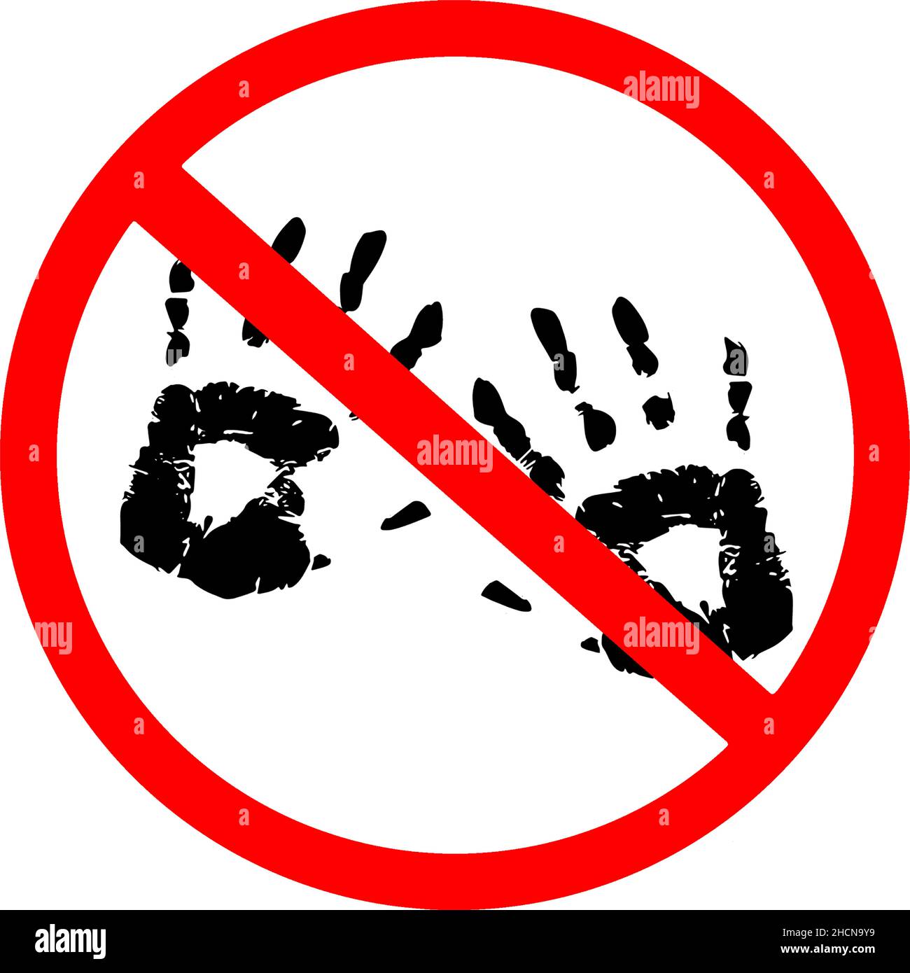 do not touch with dirty hands circle prohibition vector road sign on transparent Stock Vector
