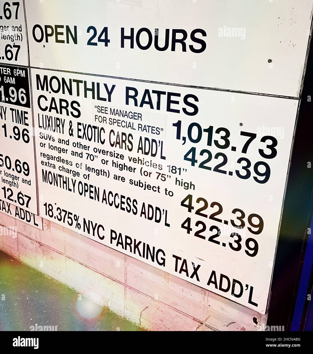 Parking Garage Rates Sign in New York City, USA 2021 Stock Photo Alamy
