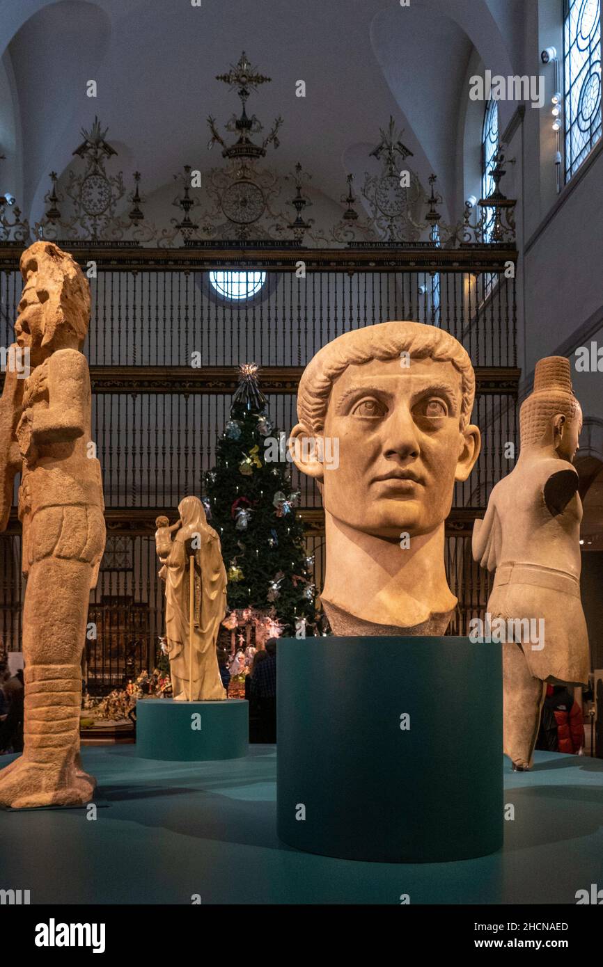 Statues in the Medieval culture Hall of The Metropolitan Museum of Art, New York City, USA 2021