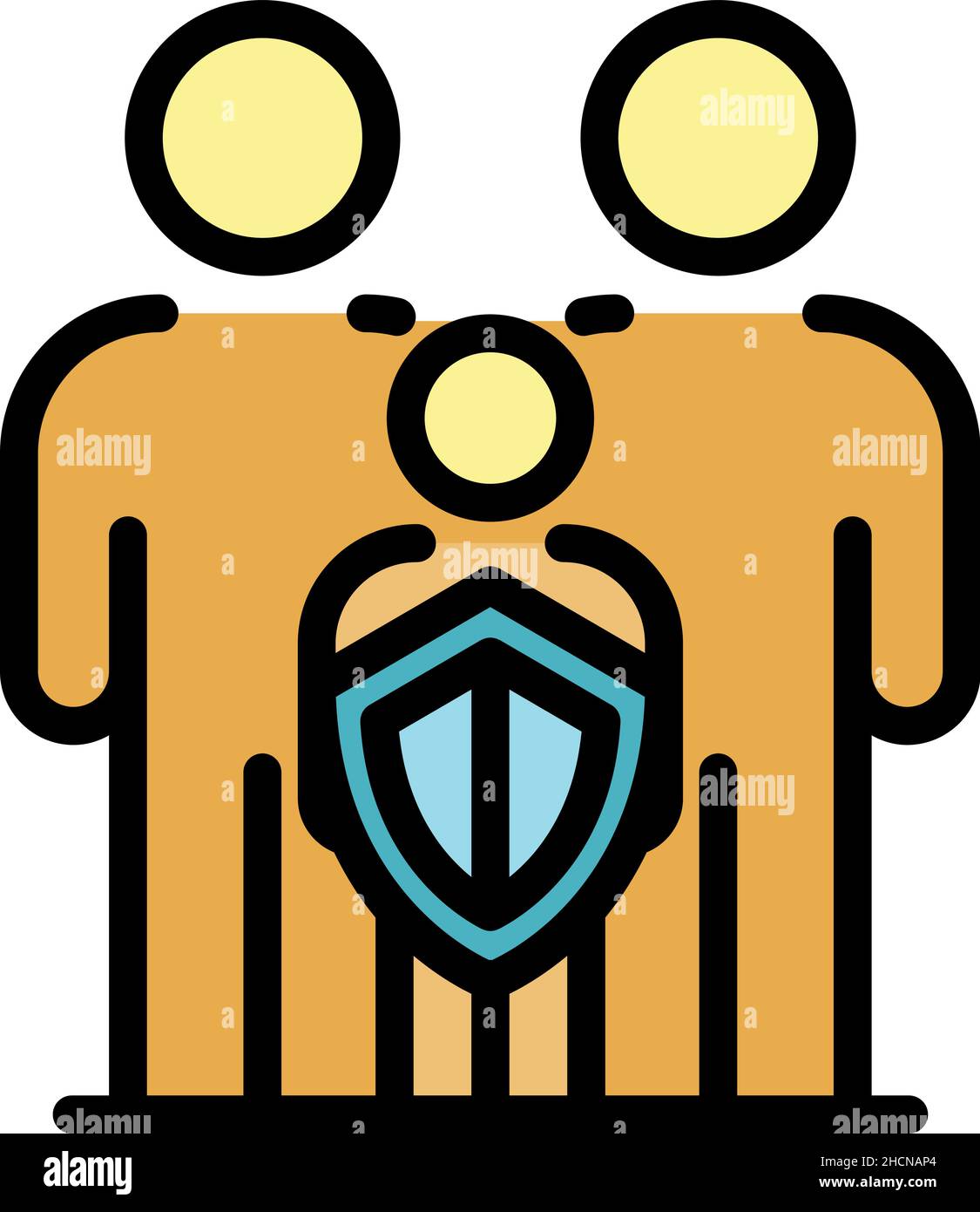 Medical protection family icon. Outline medical protection family vector icon color flat isolated Stock Vector
