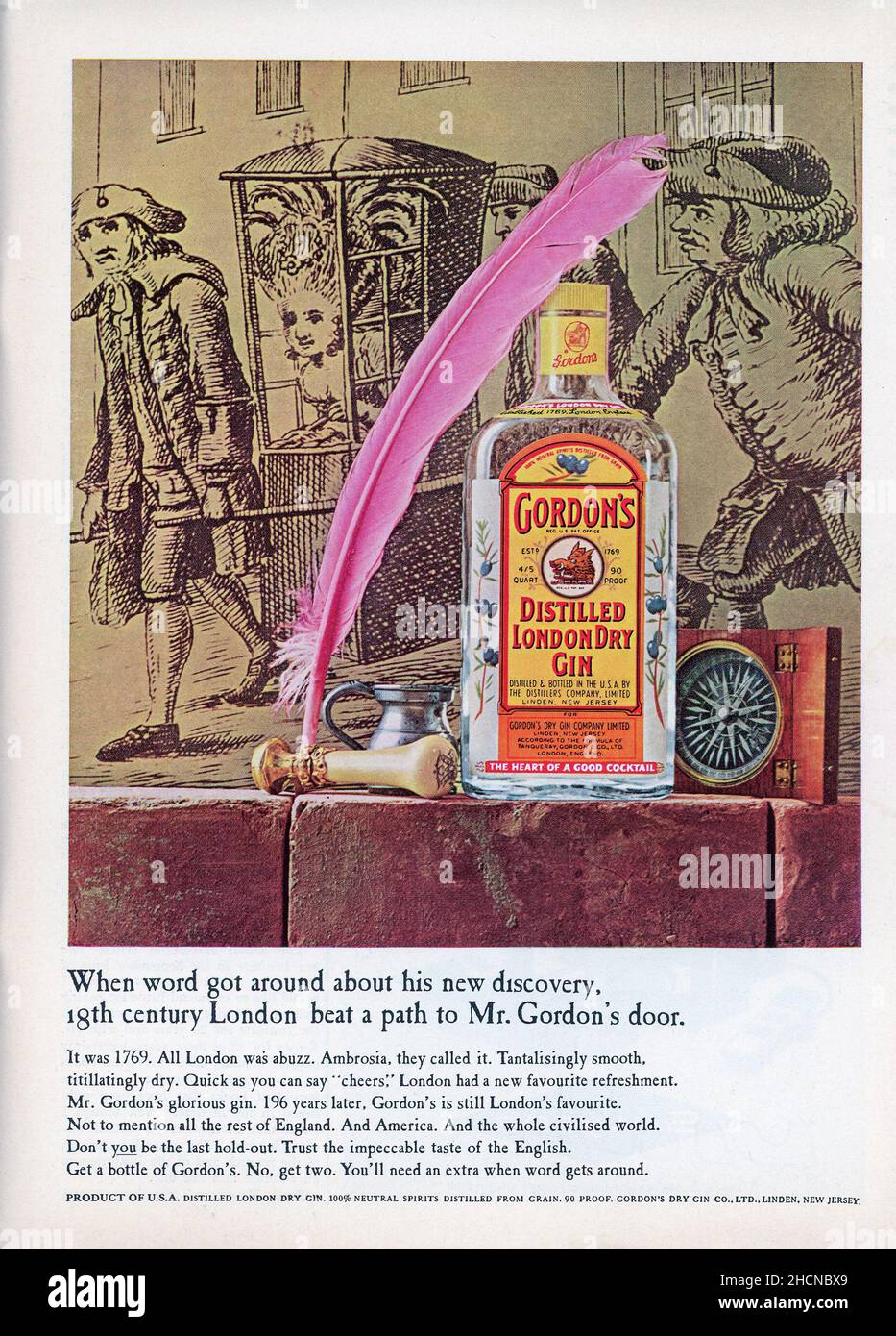 1960 Gordons Gin: The Word for Gin Vintage Print Ad