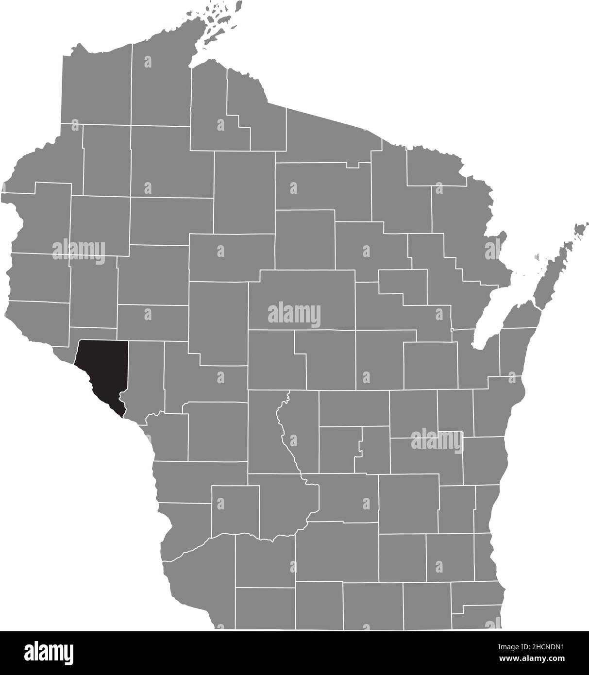 Black highlighted location map of the Buffalo County inside gray