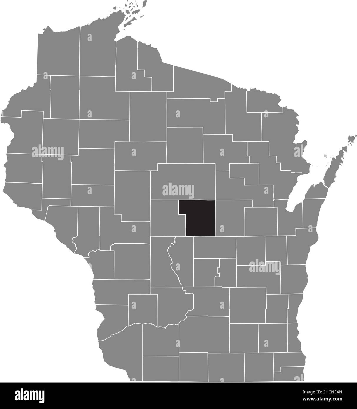 Black highlighted location map of the Portage County inside gray