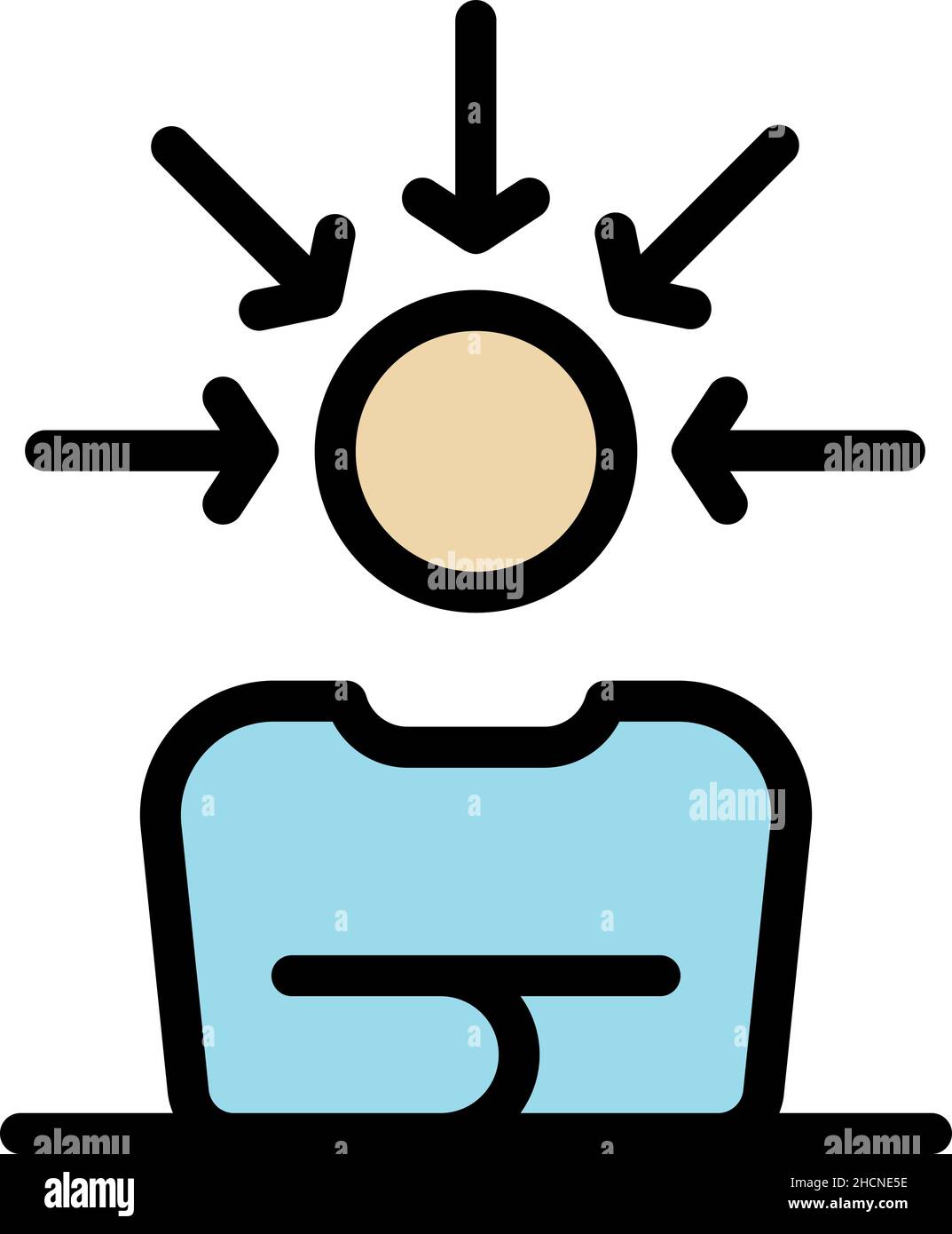 Human solving skill icon. Outline human solving skill vector icon color flat isolated Stock Vector