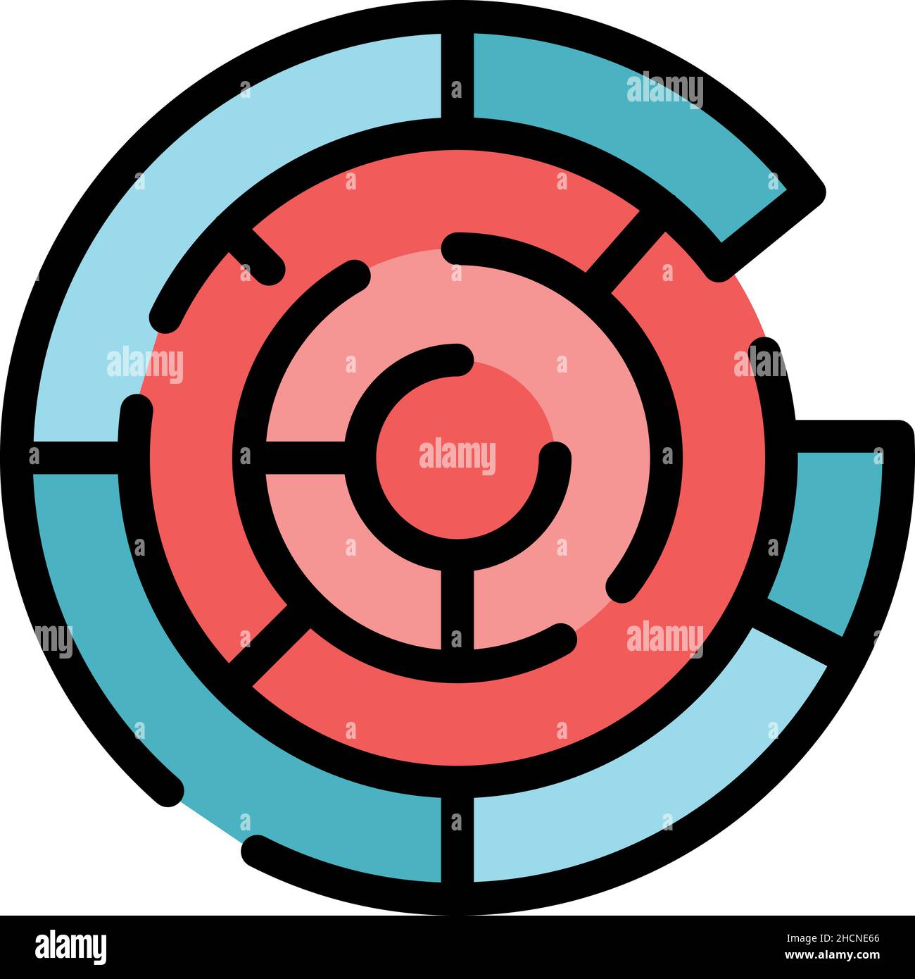 Round maze icon. Outline round maze vector icon color flat isolated ...