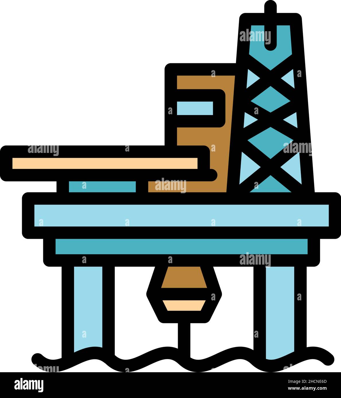 Sea Drilling Rig Icon Outline Sea Drilling Rig Vector Icon Color Flat Isolated Stock Vector