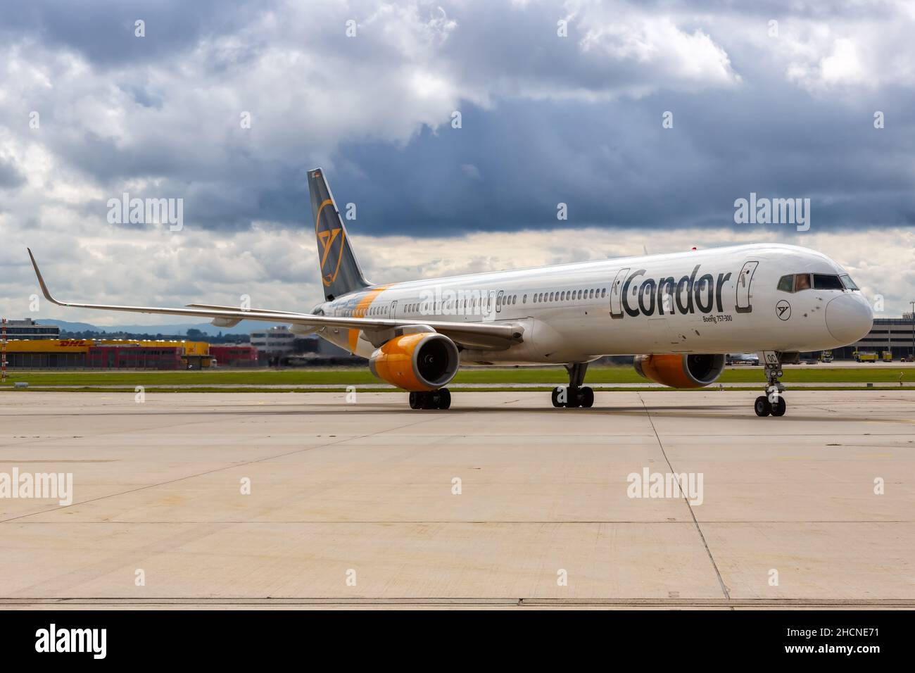 Stuttgart, Germany - September 11, 2021: Condor Boeing 757-300 airplane at Stuttgart airport (STR) in Germany. Stock Photo