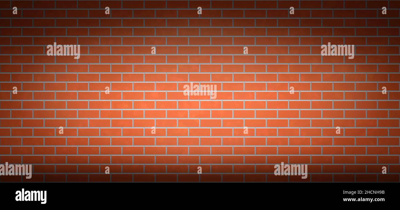 Illustration of red brick wall with center light Stock Photo