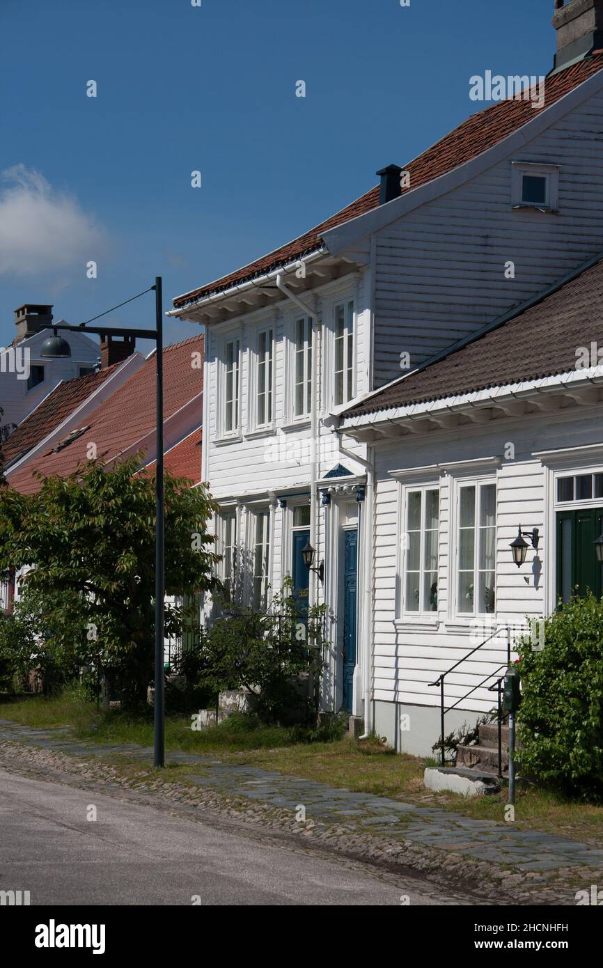 Traditional Kristiansand wooden construction houses. Kristiansand