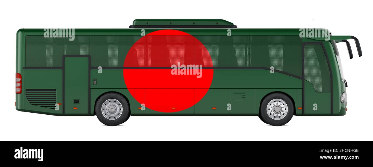 Bus travel in Bangladesh, Bangladeshi bus tours, concept. 3D rendering isolated on white background Stock Photo
