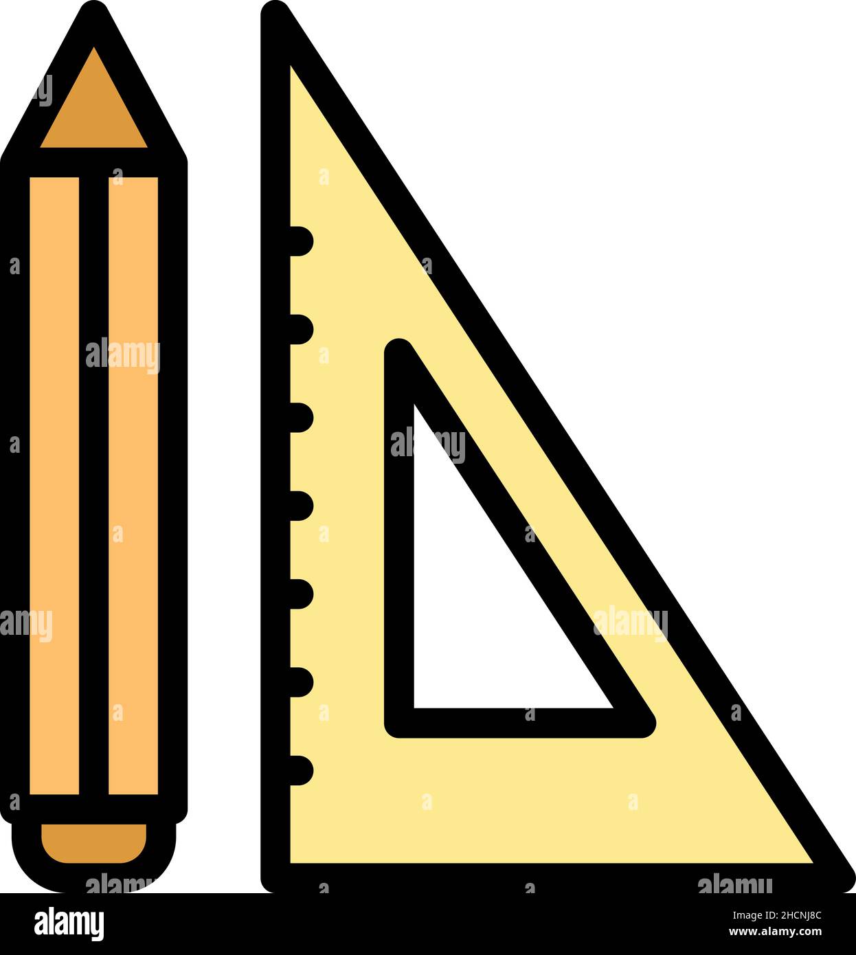 School pencil, ruler icon. Outline school pencil, ruler vector icon ...