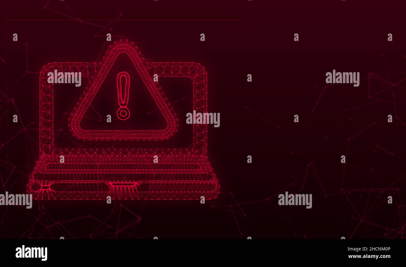 Alert message laptop notification. Danger error alerts, laptop virus ...