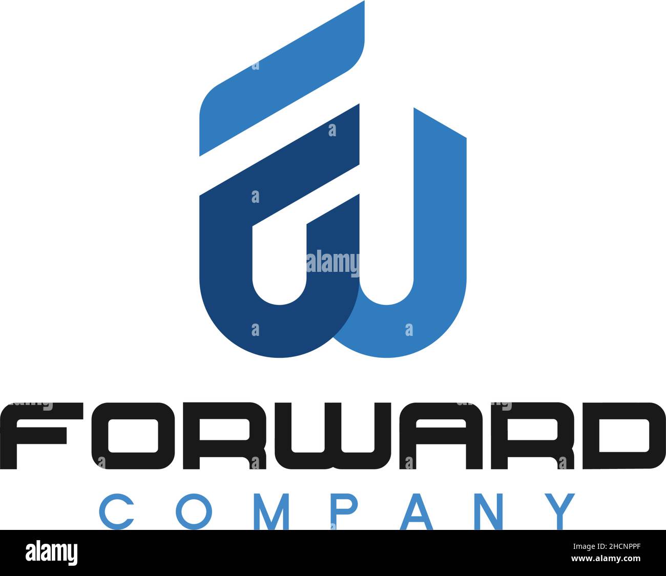 Flat letter simple FORWARD COMPANY logo design Stock Vector
