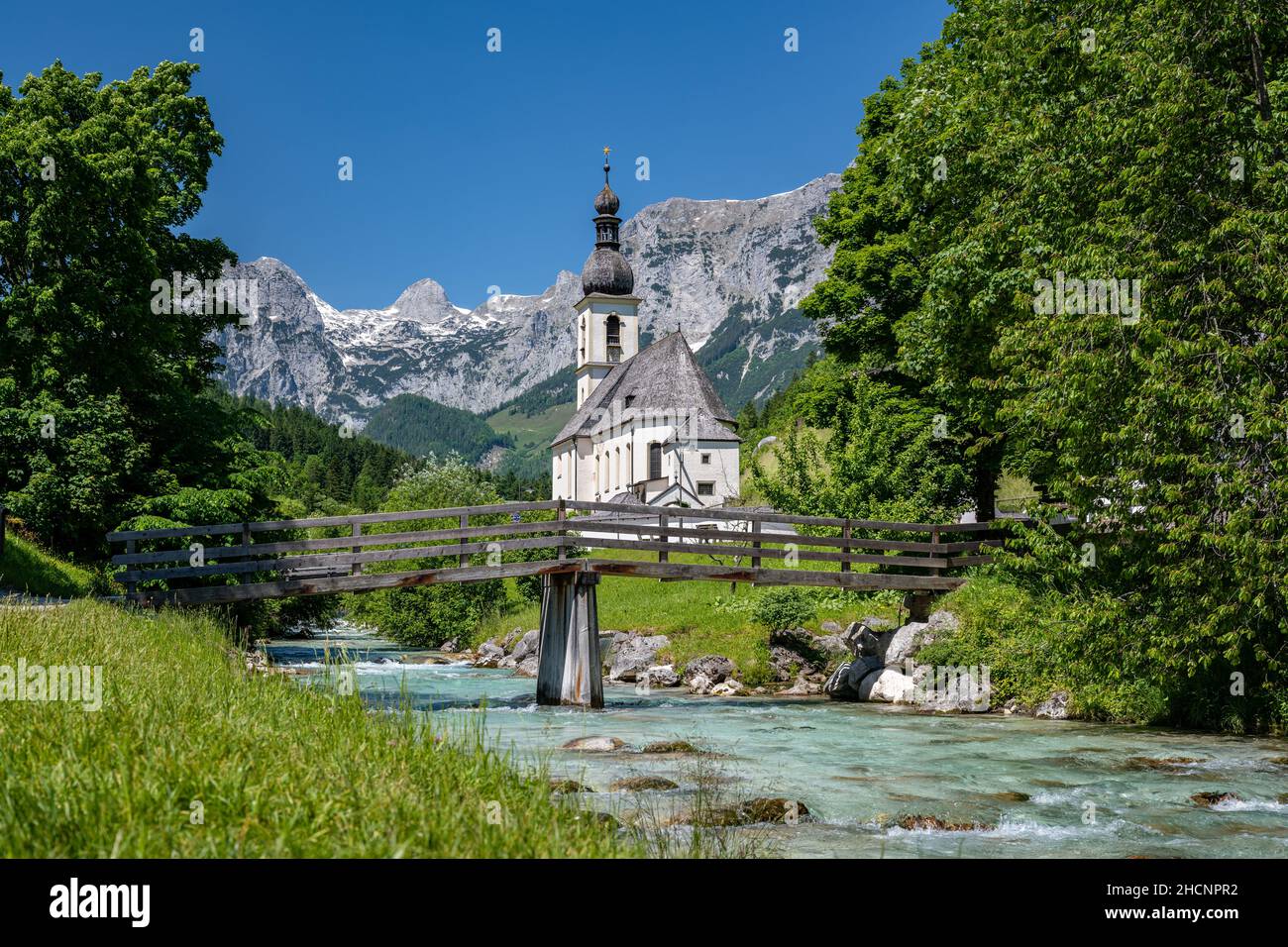 Traditional Bavarian village with a beautiful church and impressive ...