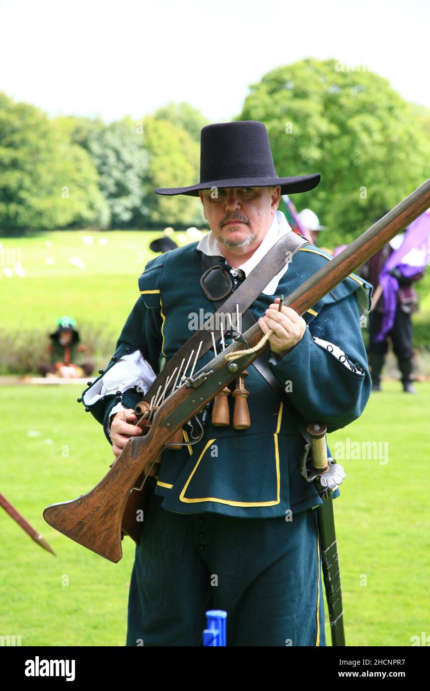 English Civil war Musket man actor. Stock Photo