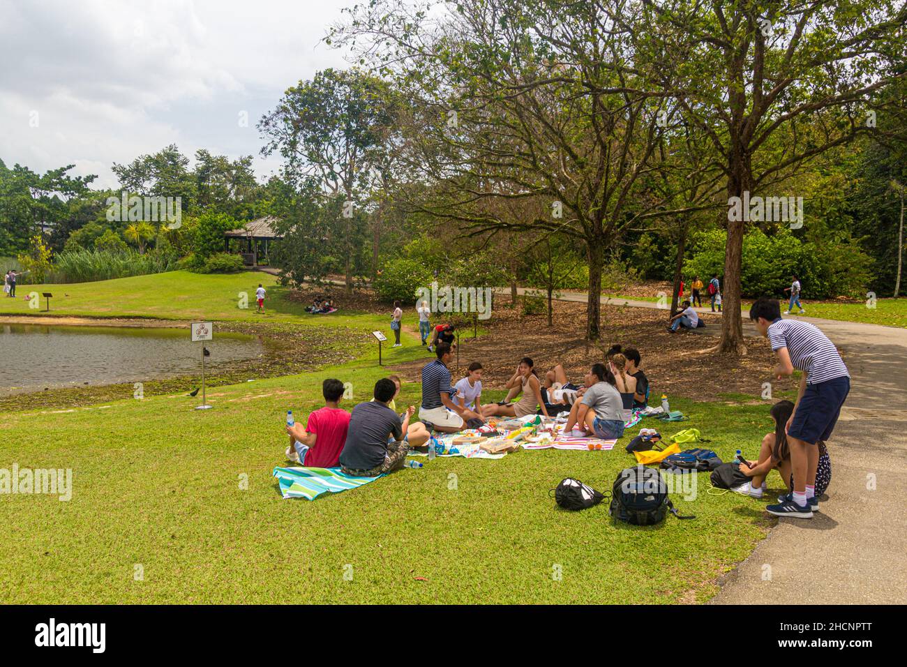 SINGAPORE, SINGAPORE MARCH 11, 2018 People having a picnic in