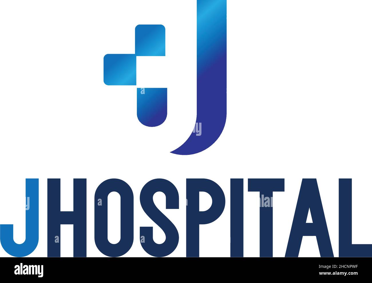 Flat letter mark initial J HOSPITAL logo design Stock Vector