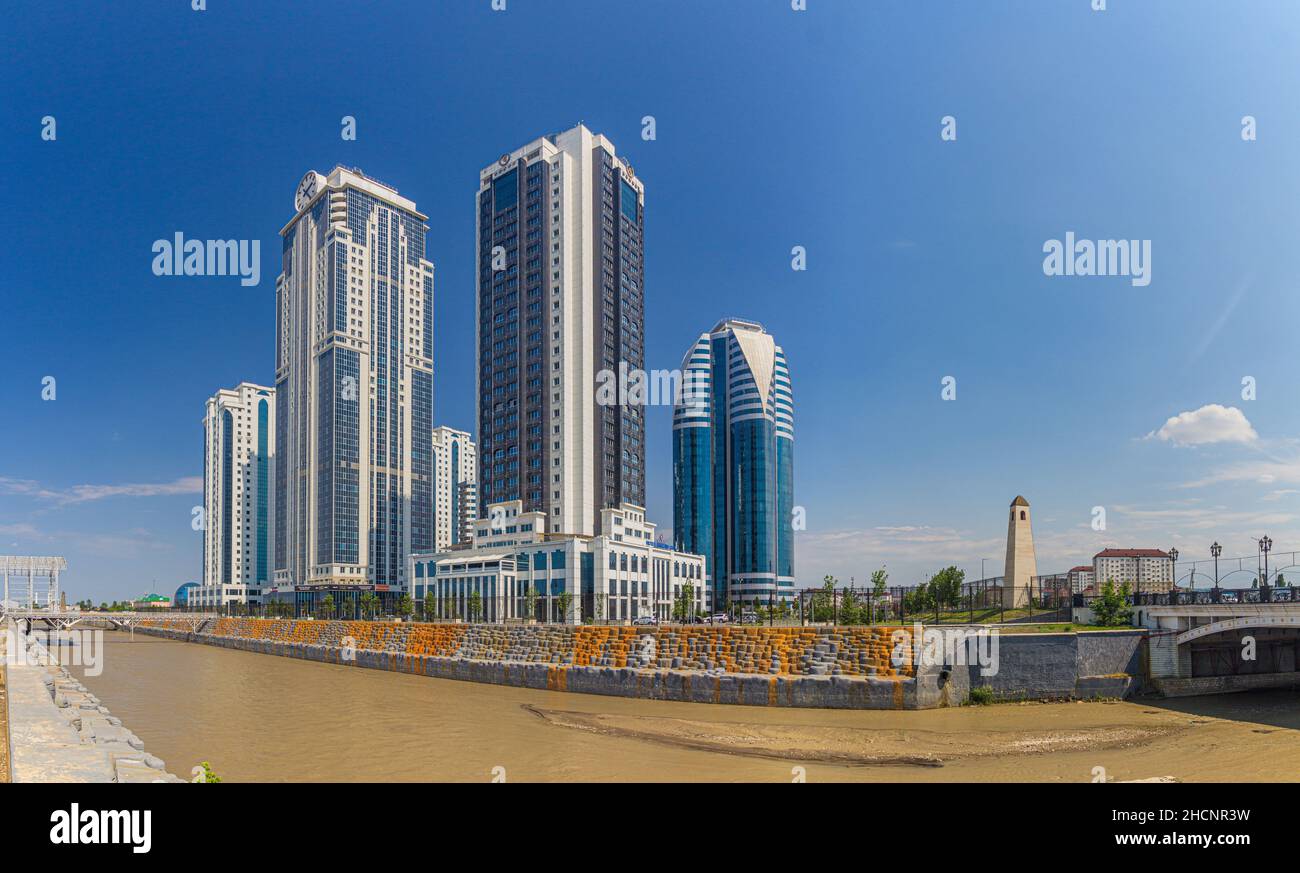 GROZNY, RUSSIA - JUNE 25, 2018: Skyscrapes of Grozny City, Chechnya Russia Stock Photo