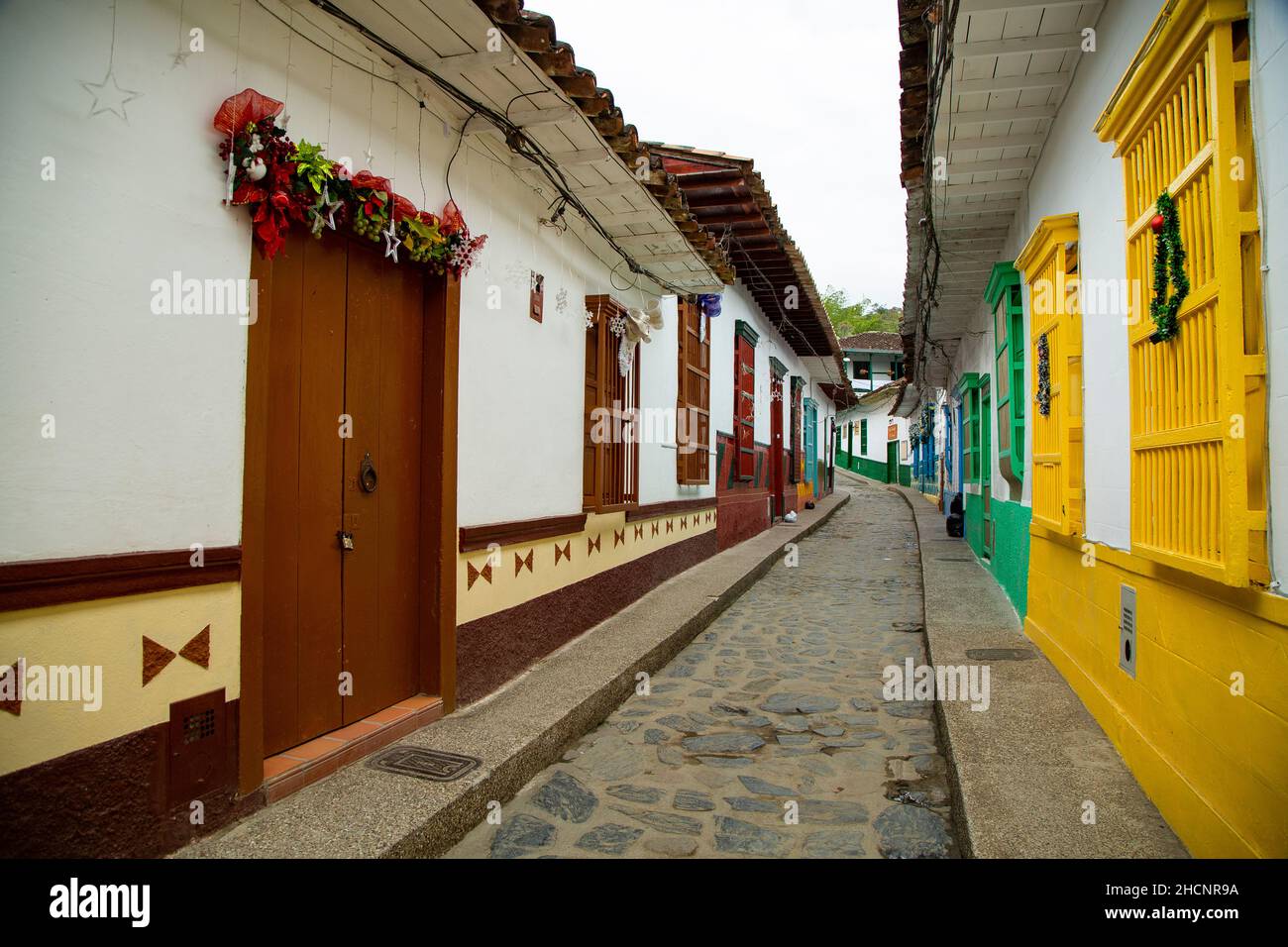 Concepción, Antioquia - Colombia - December 27, 2021. Magical town of cobbled streets and quiet life Stock Photo