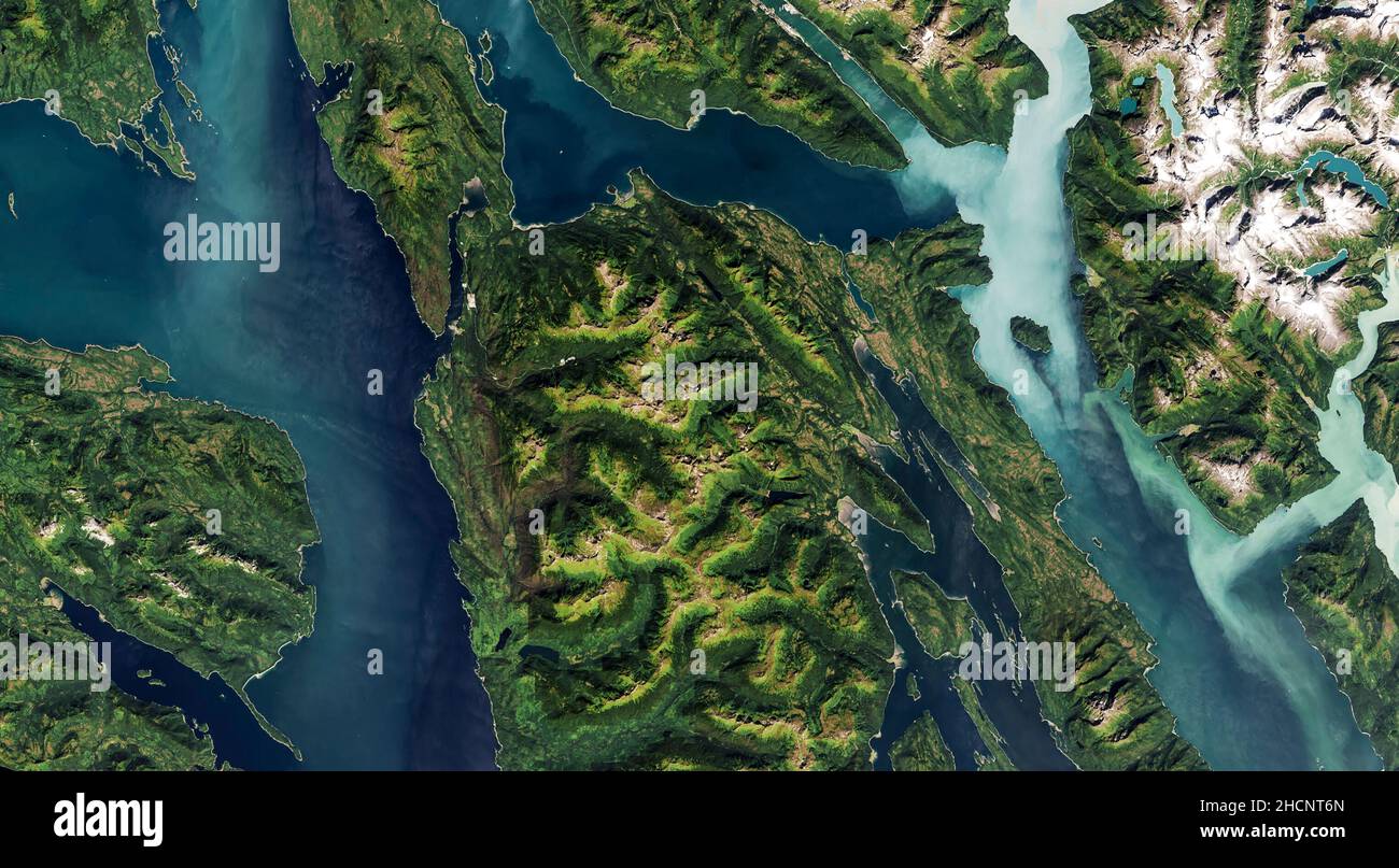 Admiralty Island and Juneau, Alaska,USA, satellite image Stock Photo