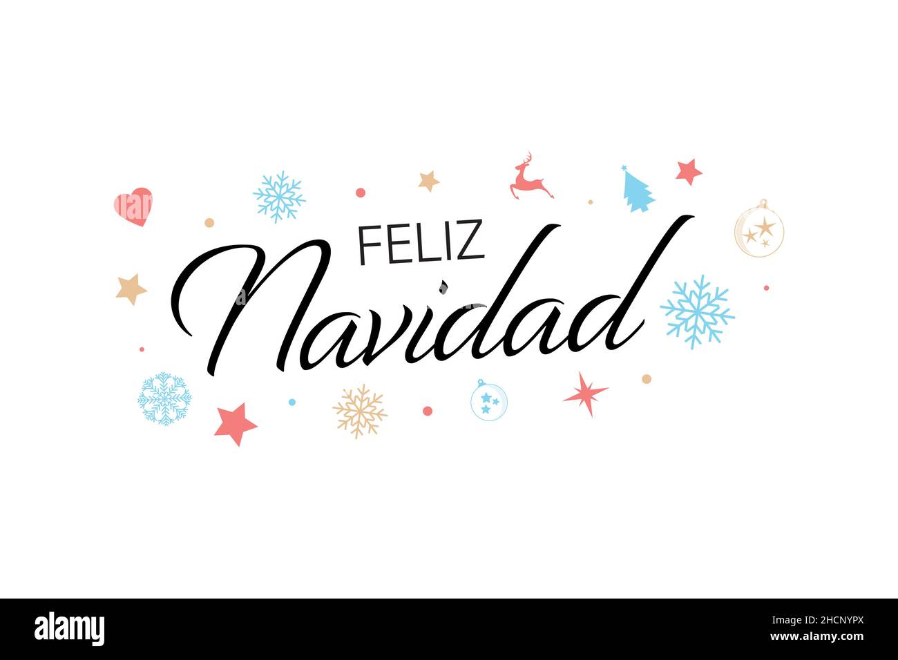 Feliz Navidad. Spanish Language. Translation: Merry Christmas. Stock Vector
