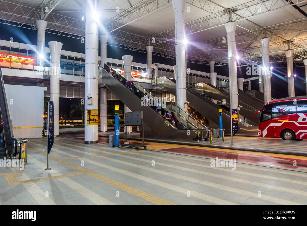 KUALA LUMPUR, MALAYSIA - MARCH 13, 2018: Platforms of Terminal Bersepadu Selatan bus station in Kuala Lumpur, Malaysia. Stock Photo
