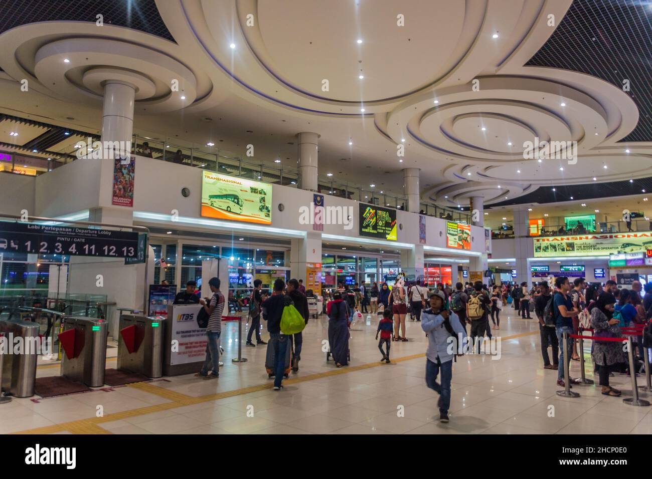 KUALA LUMPUR, MALAYSIA - MARCH 13, 2018: Interior of Terminal Bersepadu Selatan bus station in Kuala Lumpur, Malaysia. Stock Photo