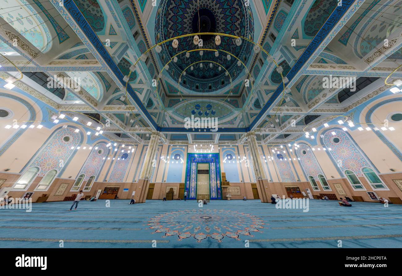 ASTANA, KAZAKHSTAN - JULY 8, 2018: Interior of Nur-Astana Mosque in Astana now Nur-Sultan , capital of Kazakhstan. Stock Photo
