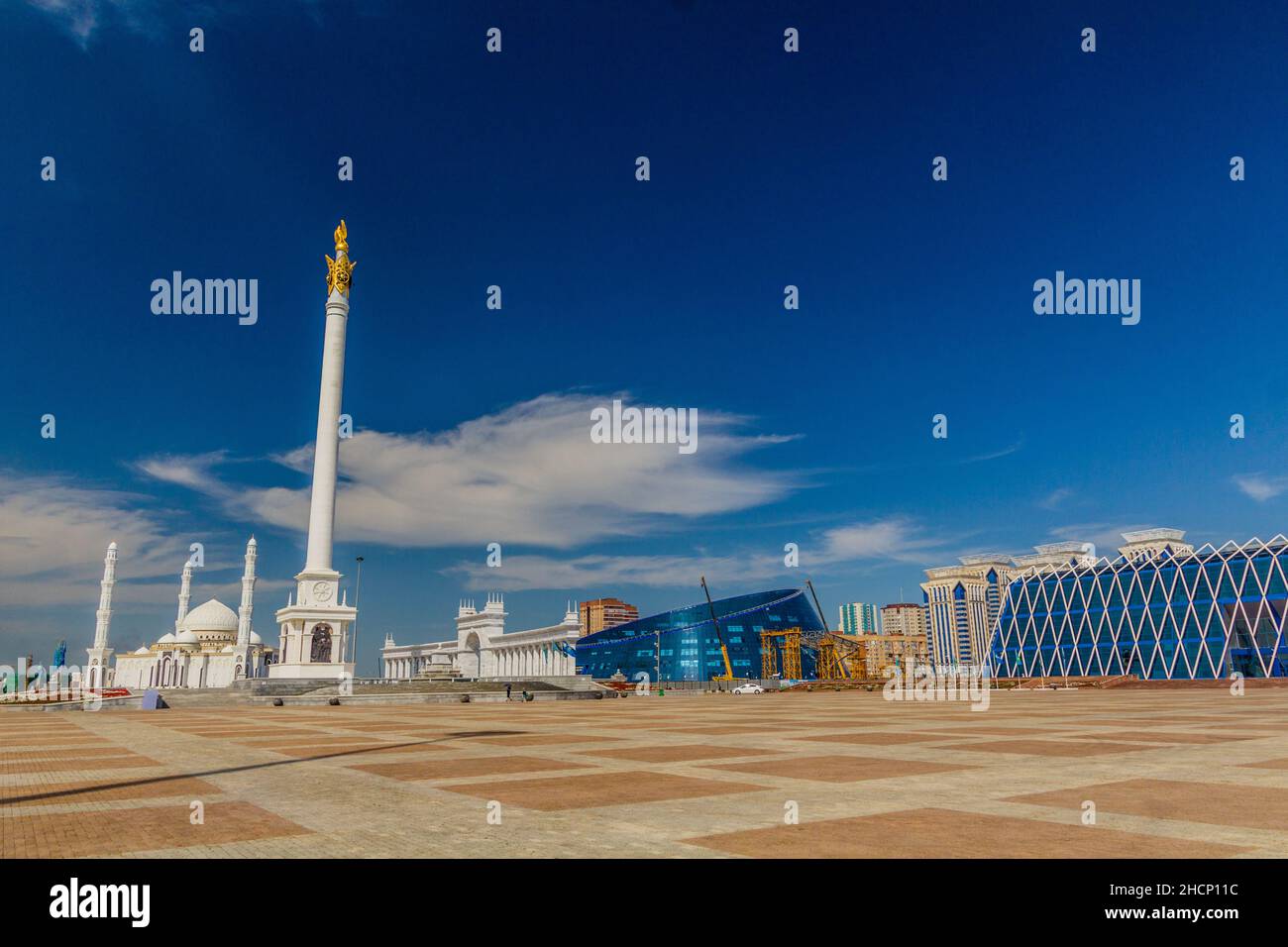 ASTANA, KAZAKHSTAN - JULY 9, 2018: View of the Independence Square in Astana now Nur-Sultan , capital of Kazakhstan. Stock Photo