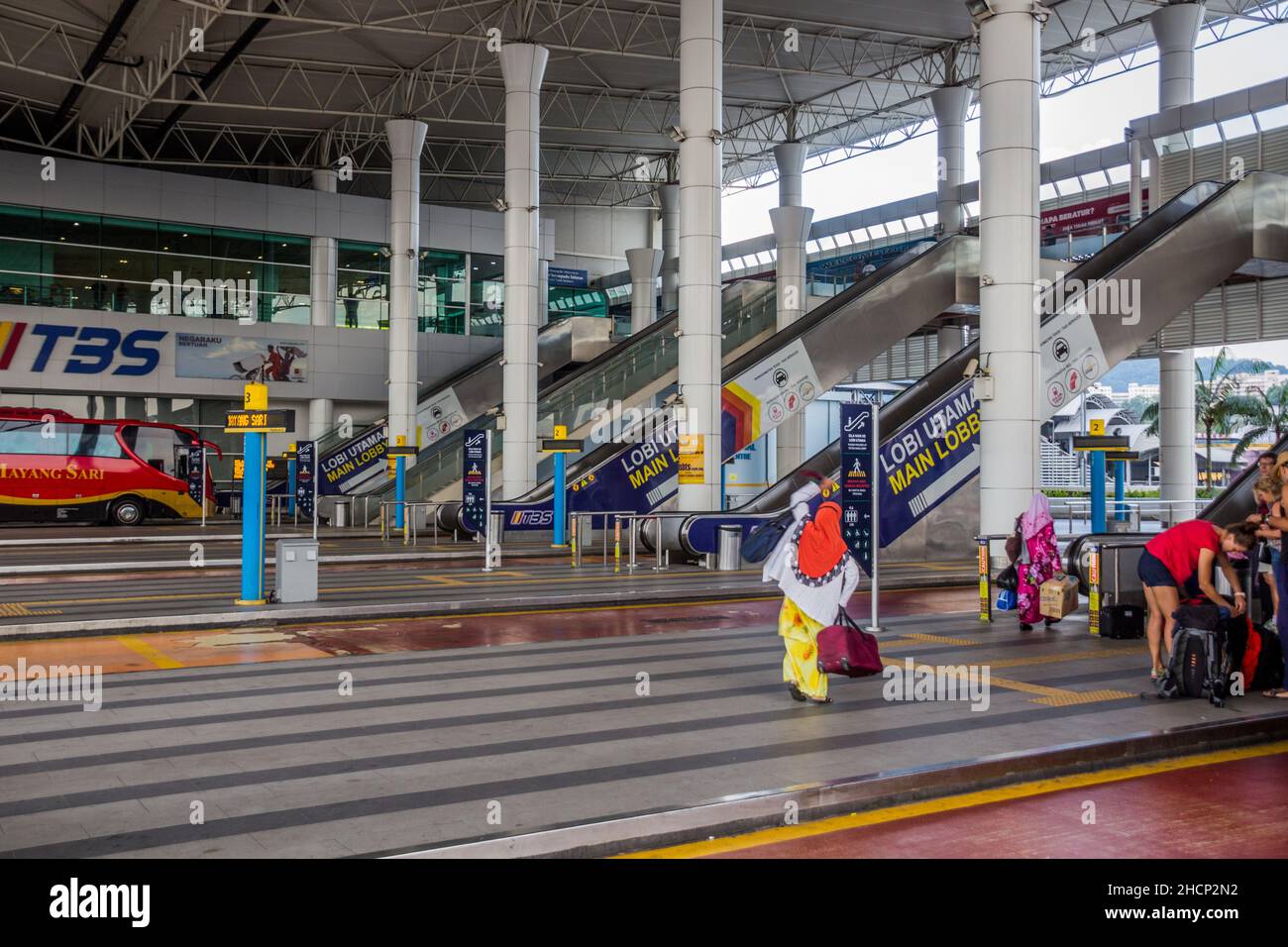 KUALA LUMPUR, MALAYSIA - MARCH 22, 2018: Platforms of Terminal Bersepadu Selatan bus station in Kuala Lumpur, Malaysia. Stock Photo