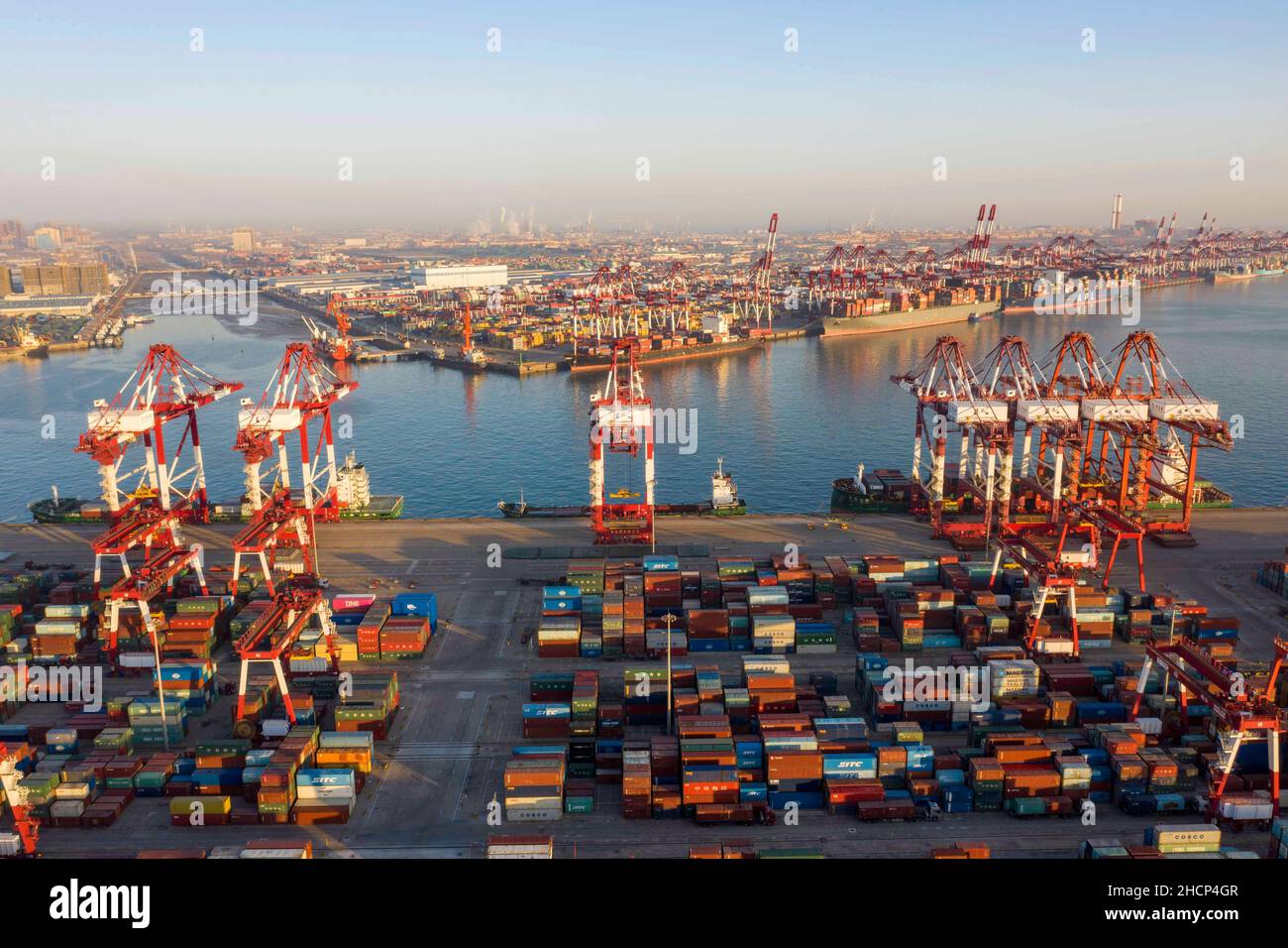 QINGDAO,CHINA - DECEMBER 31, 2021 - An aerial photo taken on Dec. 31 ... image.