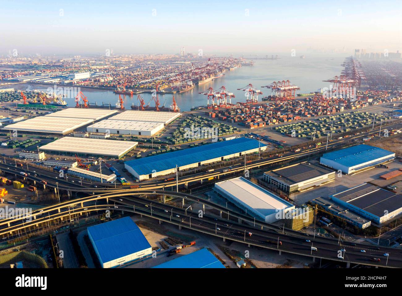 QINGDAO,CHINA - DECEMBER 31, 2021 - An aerial photo taken on Dec. 31 ...
