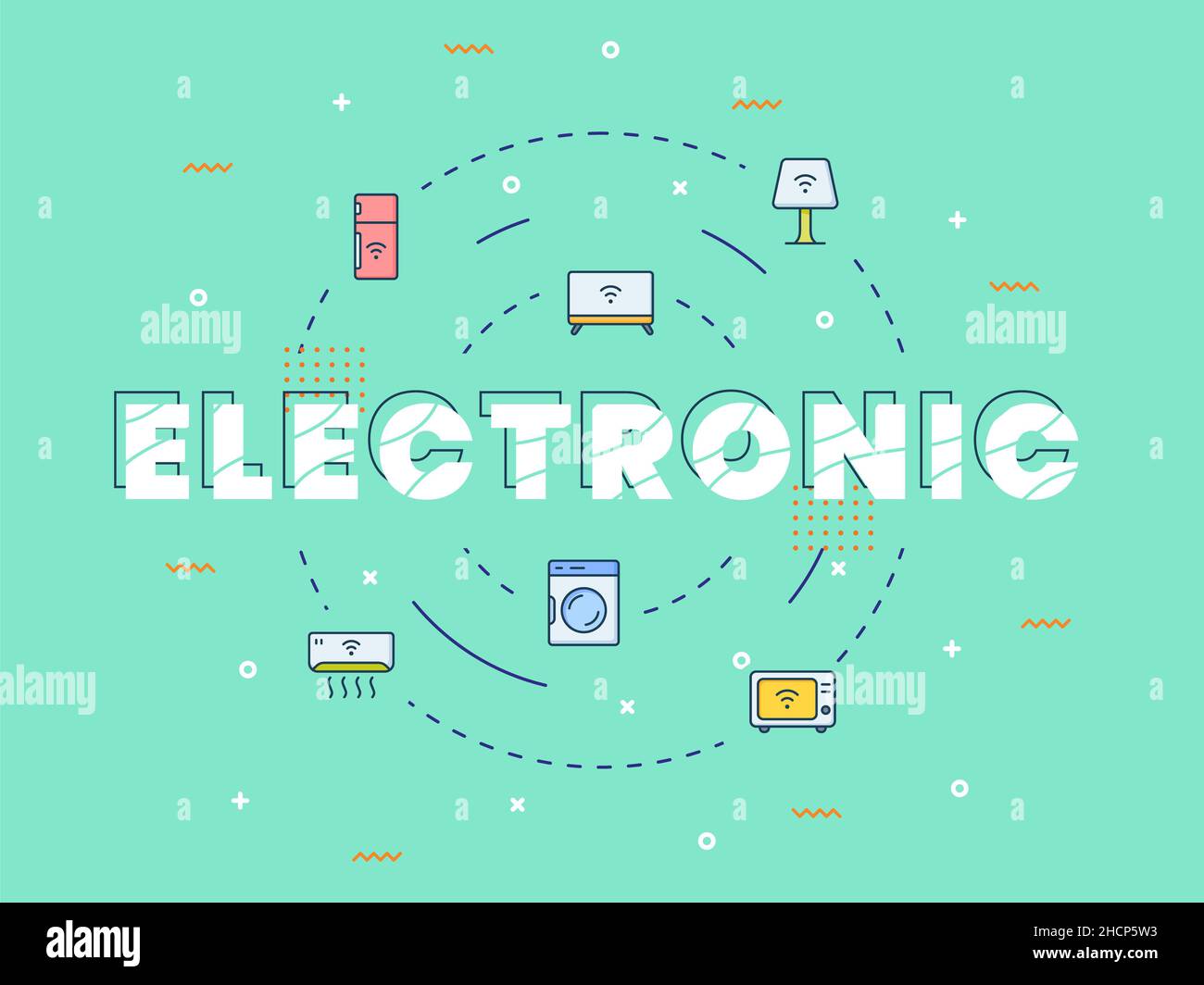 electronic device iot internet of things concept with big text on ...