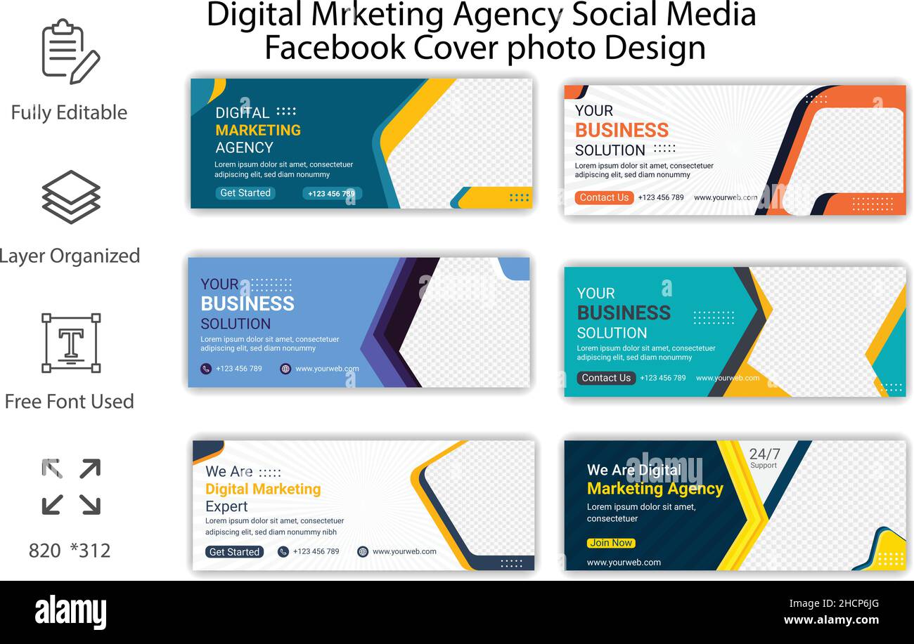 Social Media Cover Banner template Design For Business Digital Marketing Agency Stock Vector