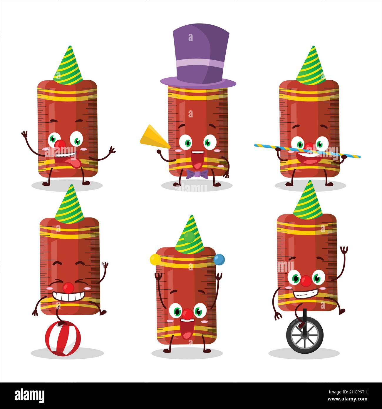Cartoon character of red ruler with various circus shows. Vector ...