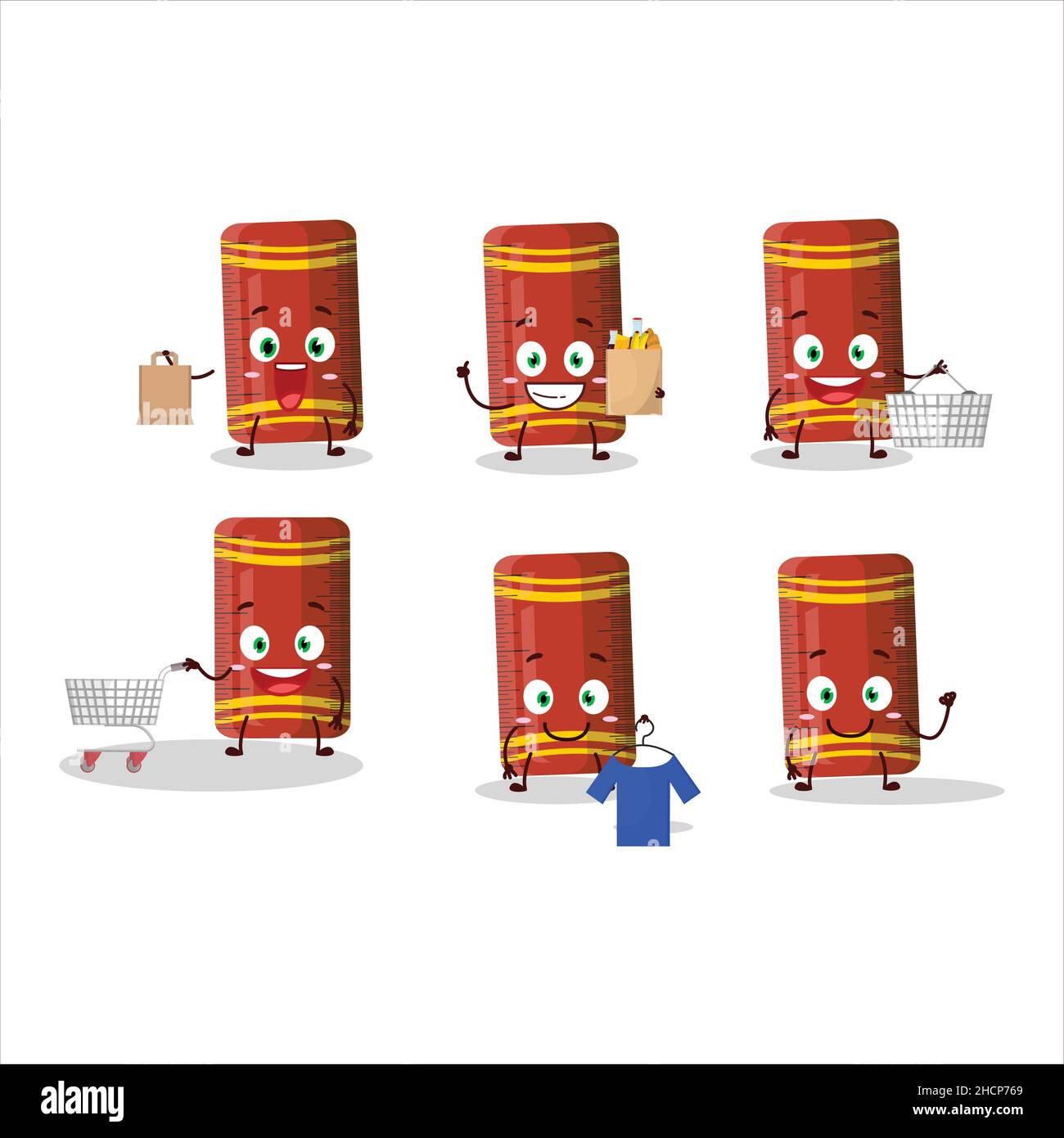 A Rich red ruler mascot design style going shopping. Vector ...