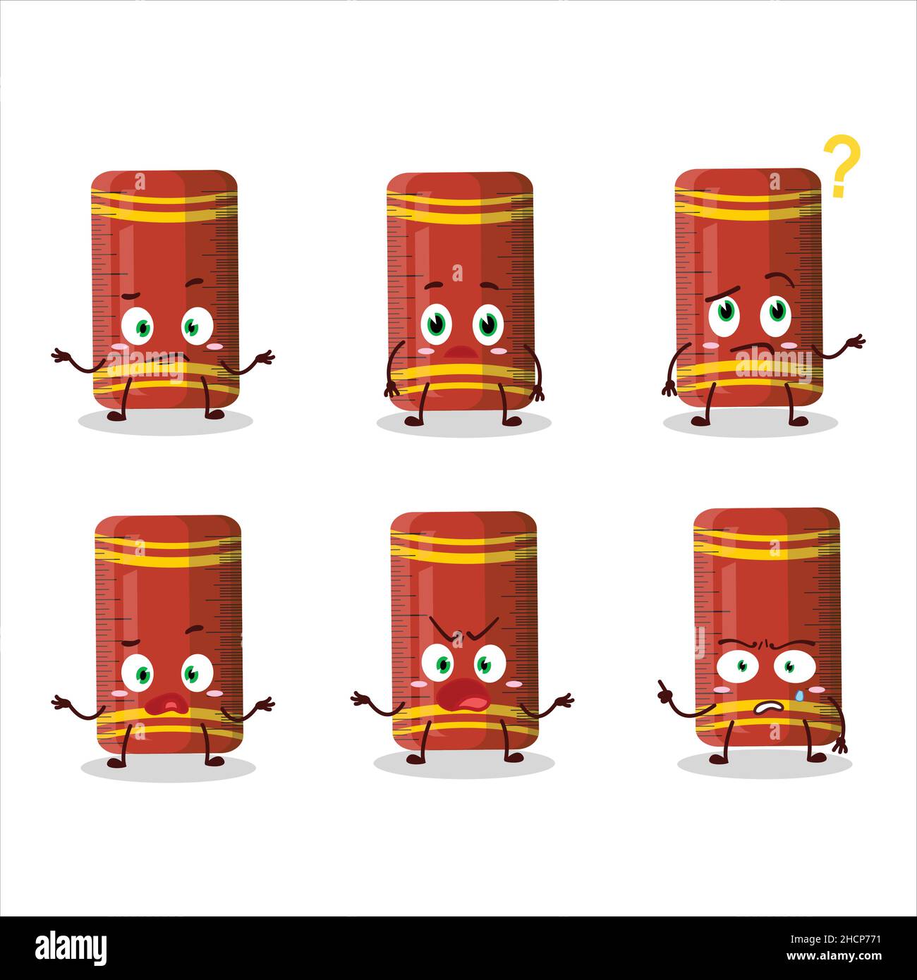 Cartoon character of red ruler with what expression. Vector ...