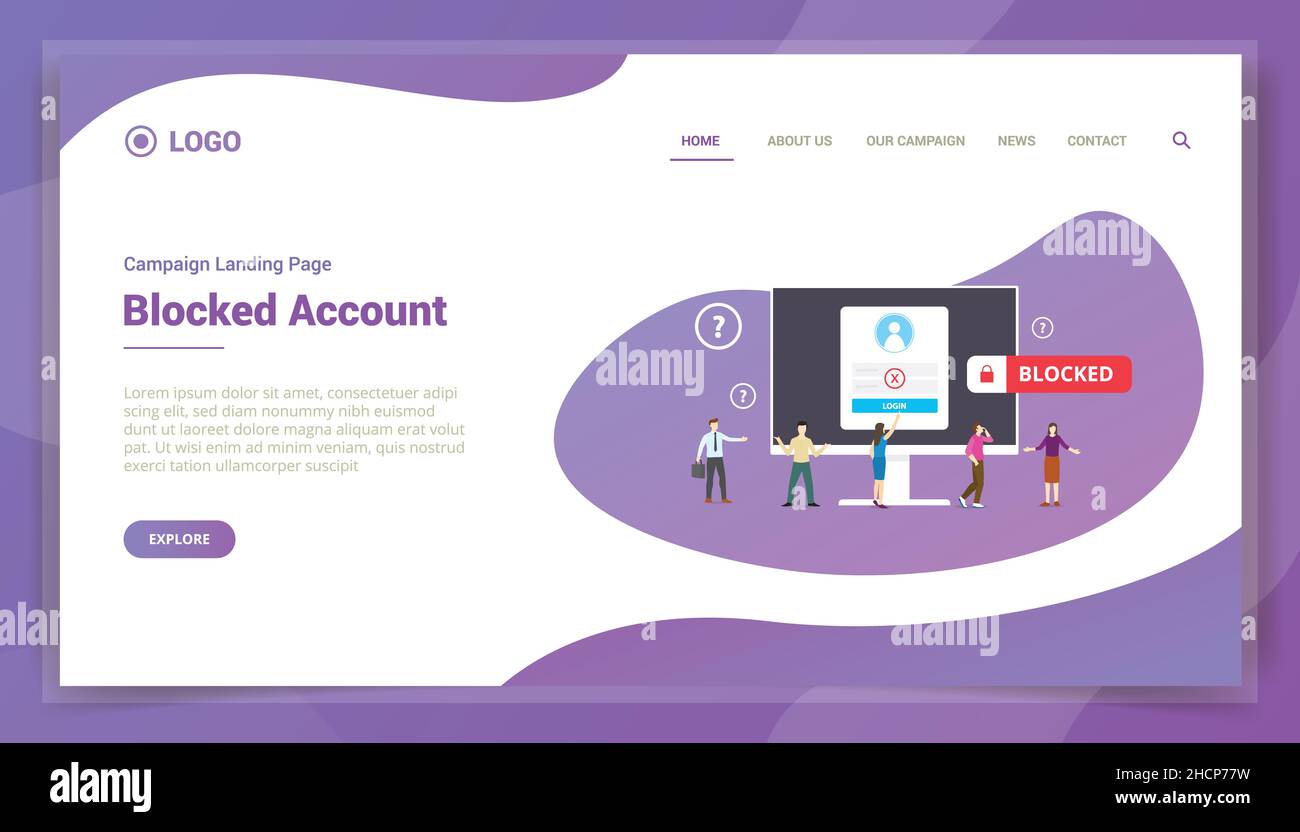 blocked account business concept for website template landing homepage ...
