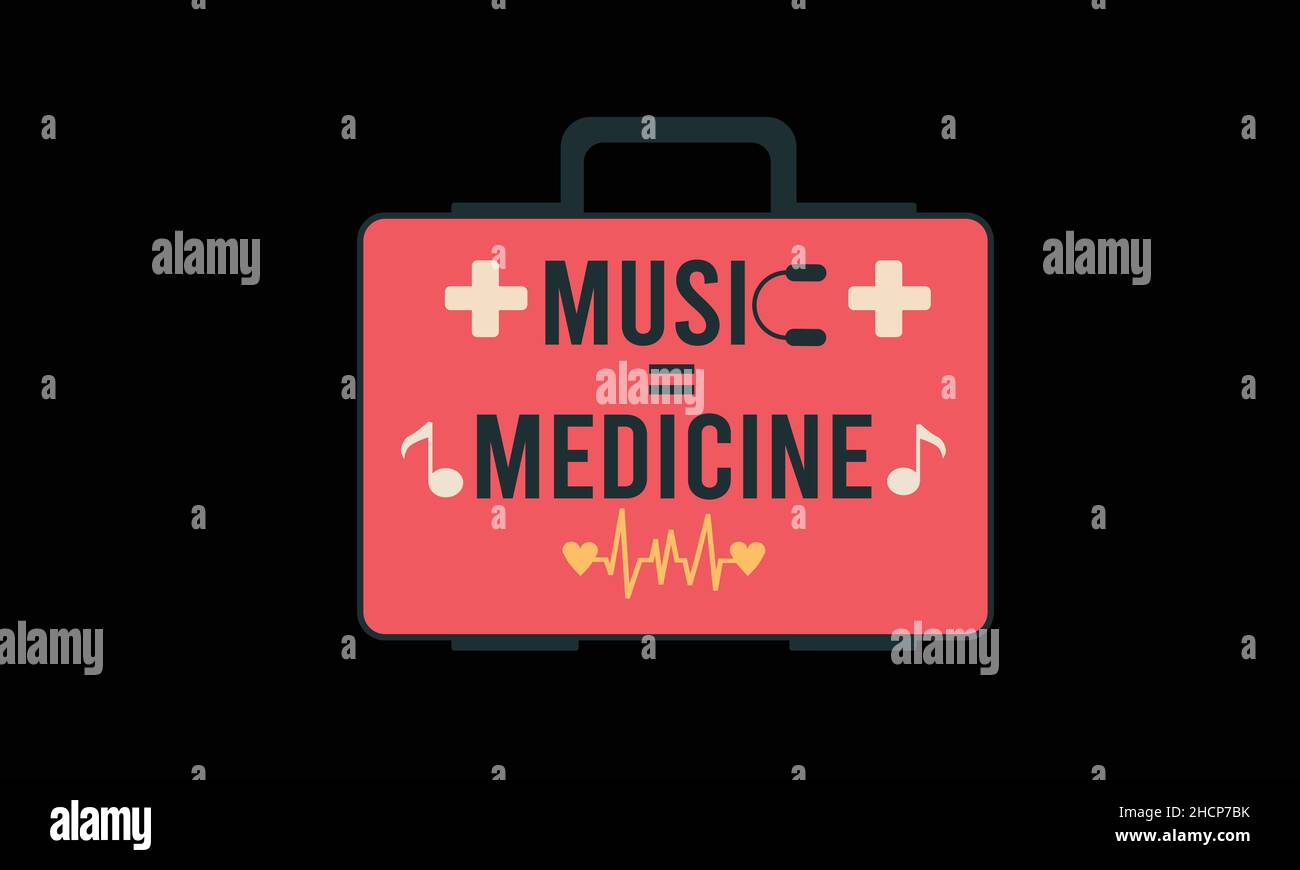 music medicine medical box music t-shirt monogram text vector template Stock Vector