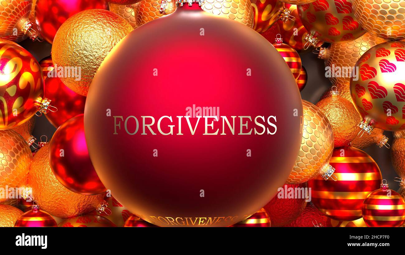 Christmas Forgiveness - dozens of golden rich and red Holiday ornaments ...