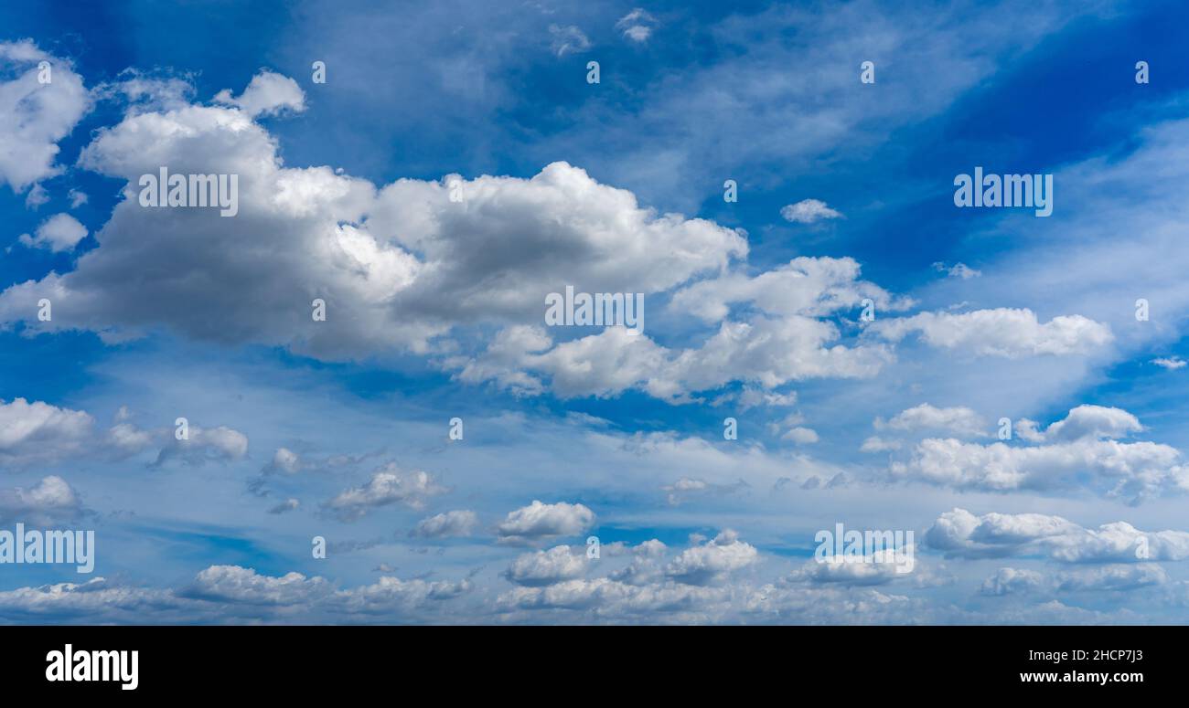 Natural daylight and white clouds floating on blue sky Stock Photo