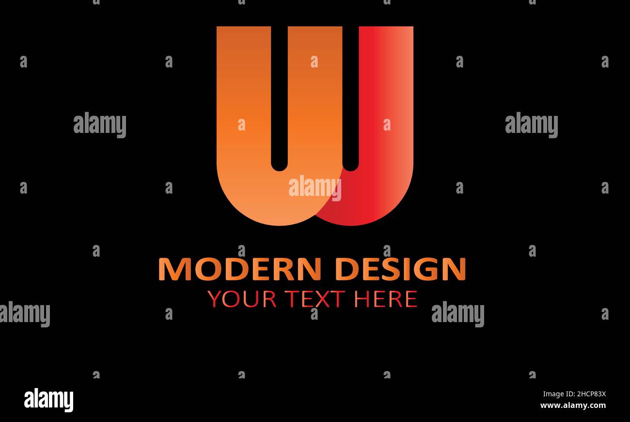 Alphabet w modern shape abstract monogram vector logo template Stock Vector