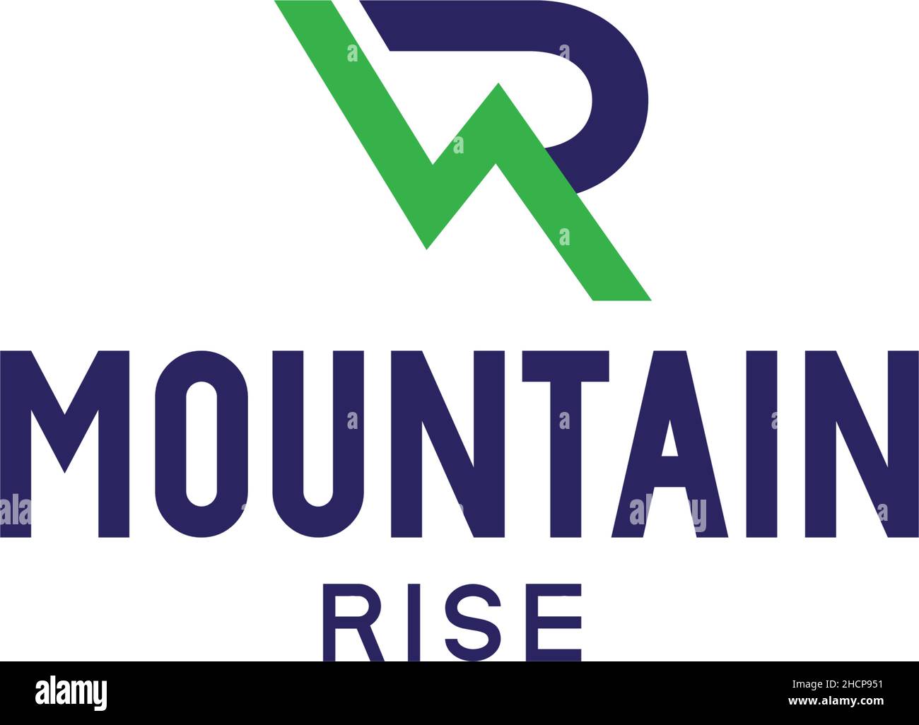 Flat letter mark MOUNTAIN RISE trip logo design Stock Vector