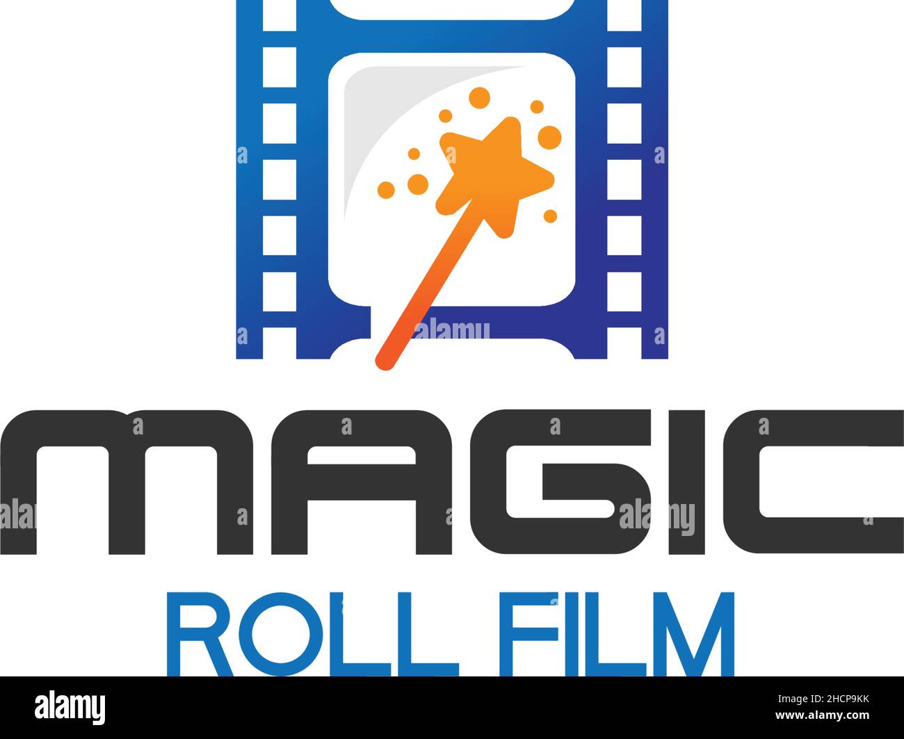 Modern colorful MAGIC ROLL FILM star logo design Stock Vector